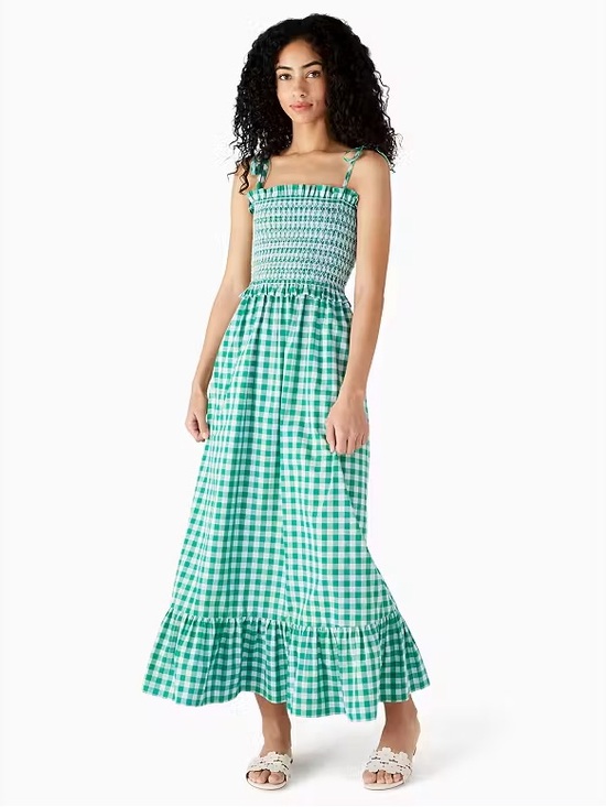 kate spade Dresses & Skirts - kate spade Green and White Gingham Smocked Dress - XL